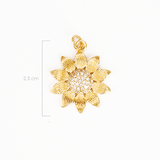 Dije Girasol Diamantado Circones Dorado Rodinado