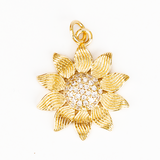 Dije Girasol Diamantado Circones Dorado Rodinado