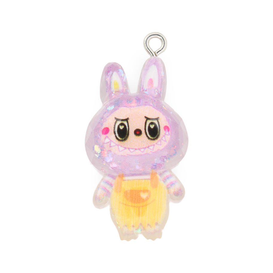 Dije Labubu Lila Con Glitter Acrílico