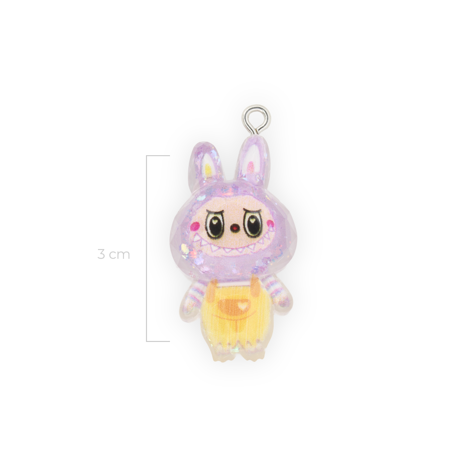 Dije Labubu Lila Con Glitter Acrílico