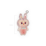 Dije Labubu Palo De Rosa Con Glitter Acrílico