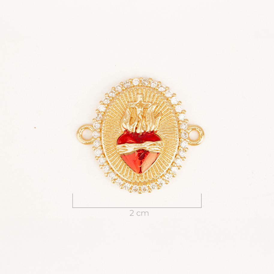 Dije Sagrado Corazón Diamantado Dorado Rodinado