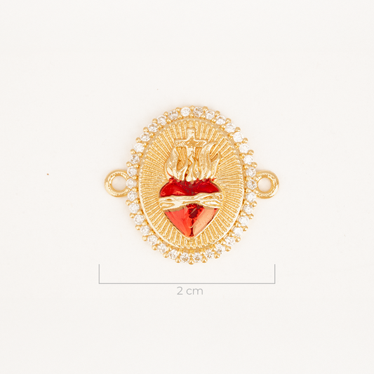 Dije Sagrado Corazón Diamantado Dorado Rodinado