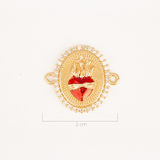 Dije Sagrado Corazón Diamantado Dorado Rodinado