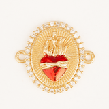 Dije Sagrado Corazón Diamantado Dorado Rodinado