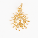 Dije Sol Liso Pequeño Dorado Rodinado