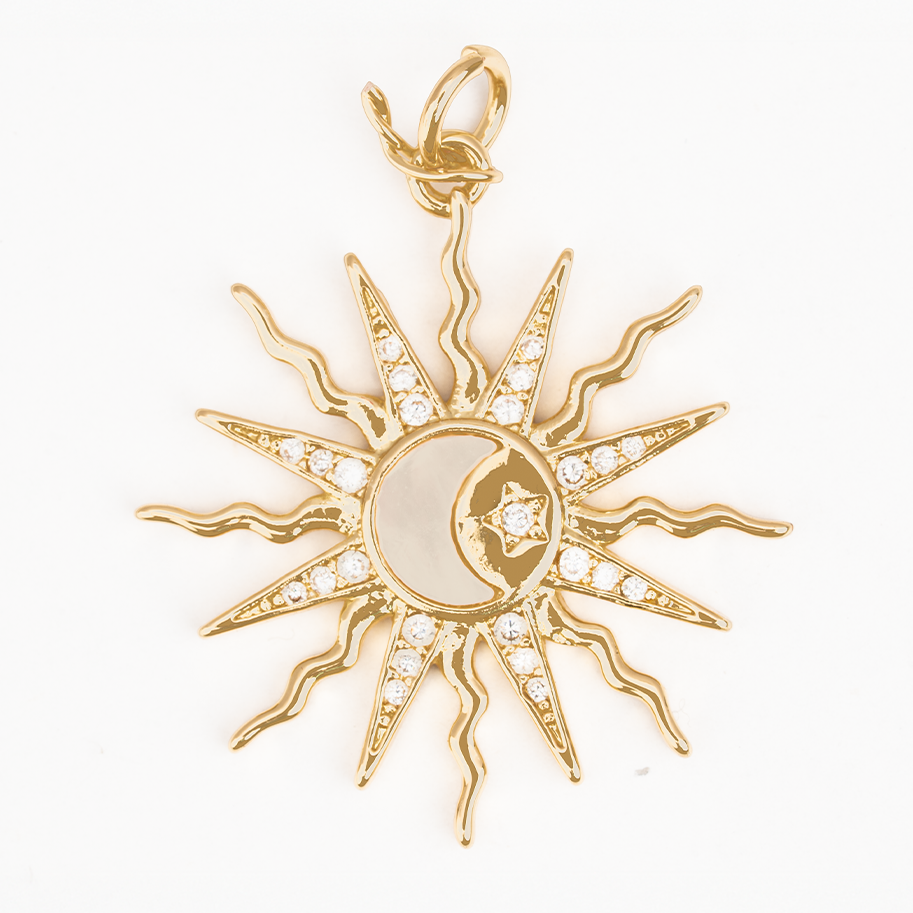 Dije Sol y Luna Dorado Rodinado