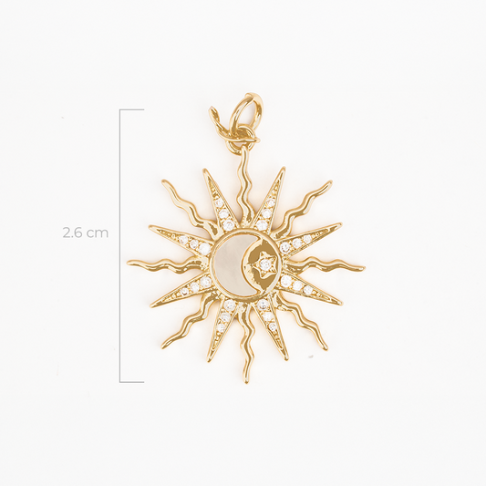 Dije Sol y Luna Dorado Rodinado