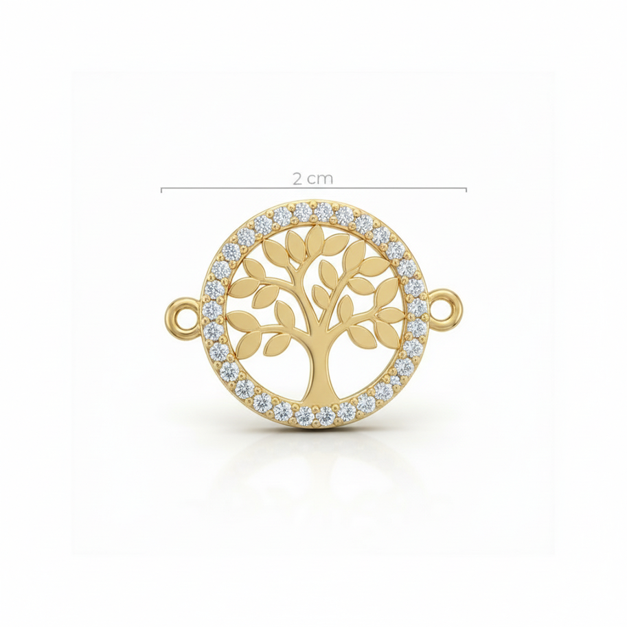 Dije Arbol De Vida Circulo dorado Rodinado