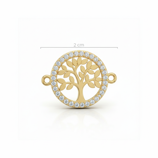 Dije Arbol De Vida Circulo dorado Rodinado
