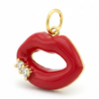 Dijes Labios Rojos Dorado Rodinado