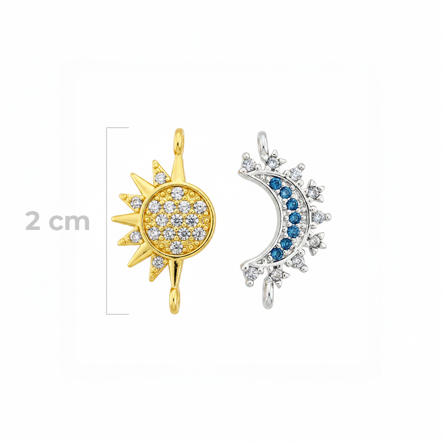Dijes Para Pareja x 2 Piezas Sol y Luna Para Compartir Dorado Rodinado