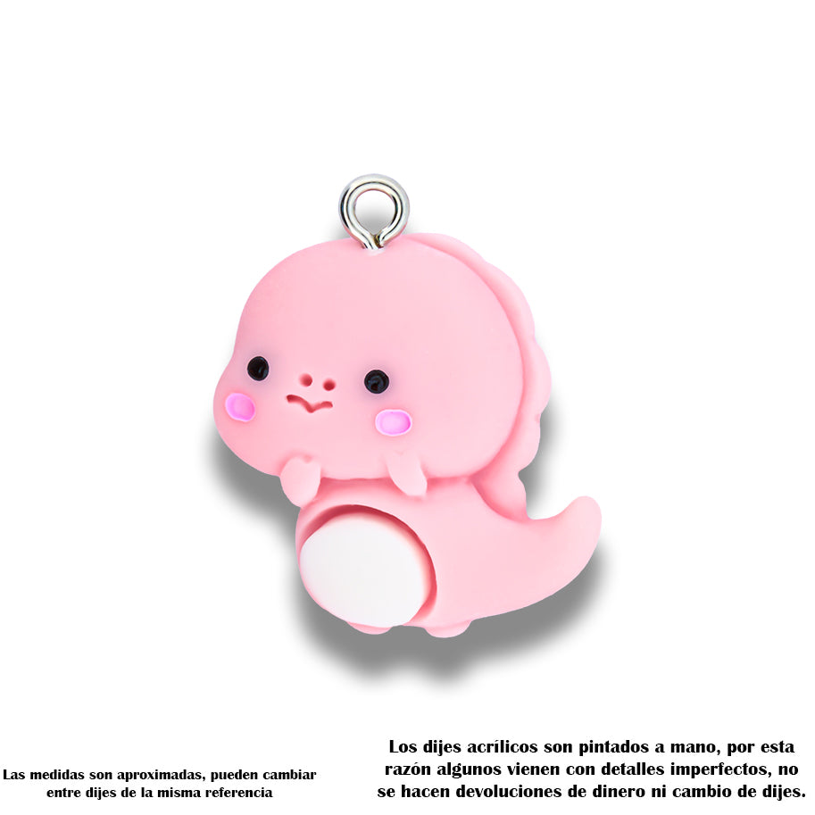 Dije Acrílico Dino Baby Rosa