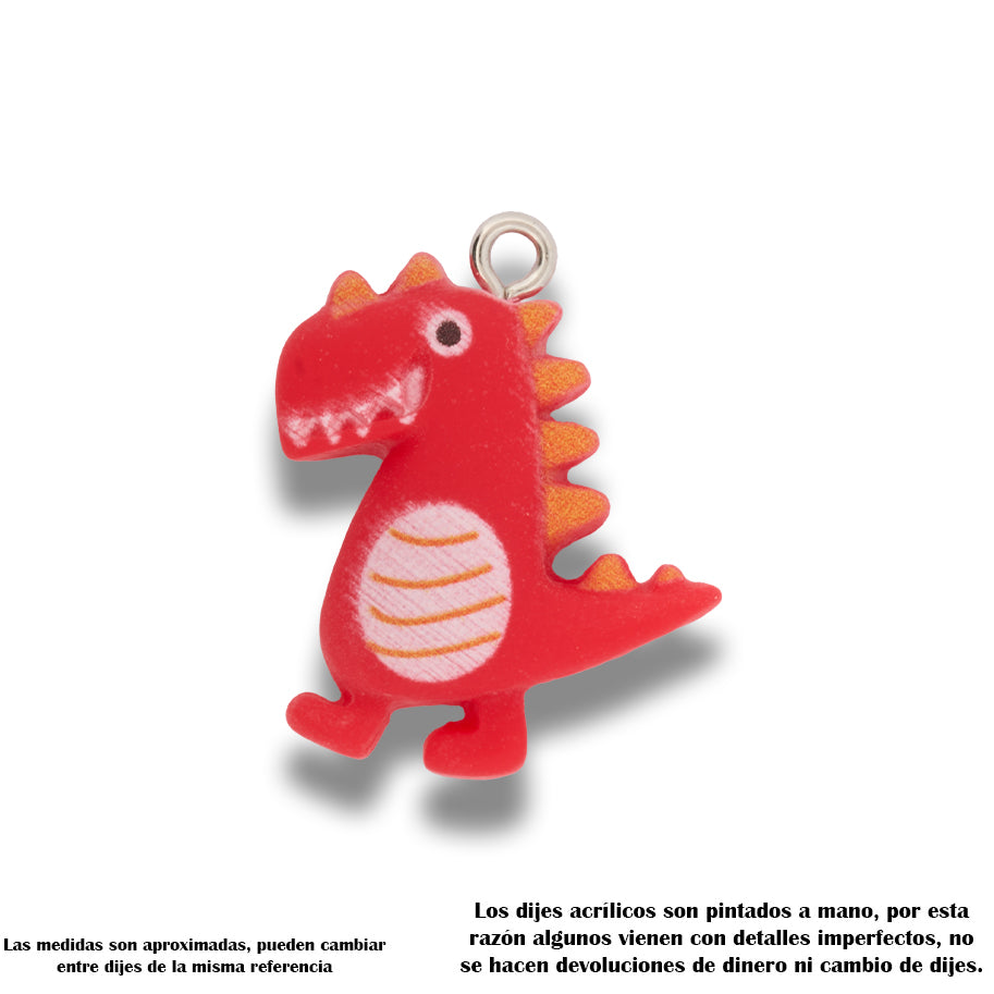 Dije Acrílico Dinosaurio Rojo