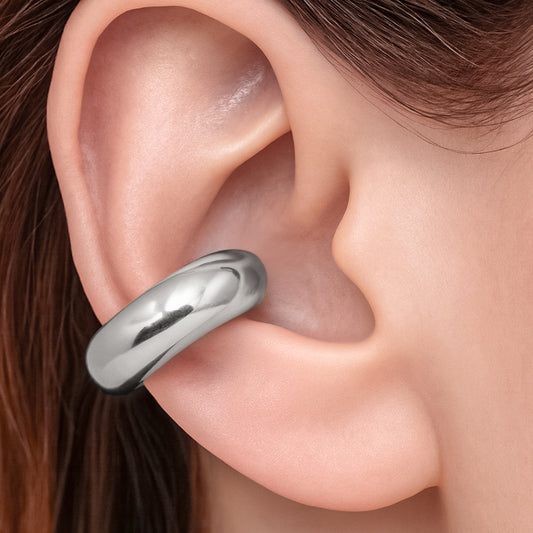 Ear Cuff Chunky 04 Plateado Rodinado / 2.5cm