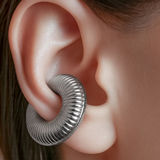 Ear Cuff Chunky 12 / 3 Cms Plateado Rodinado