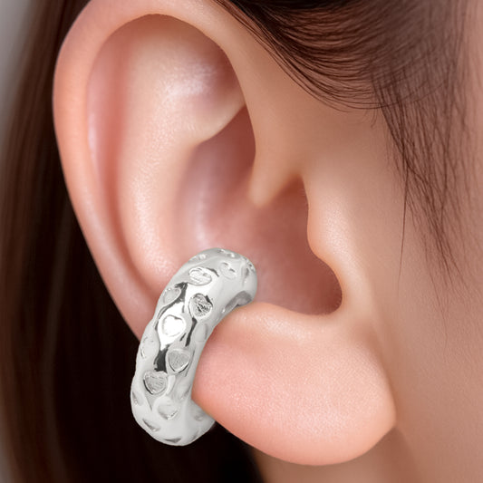 Ear Cuff Chunky 14 / Plateado Rodinado / 2.5 cm