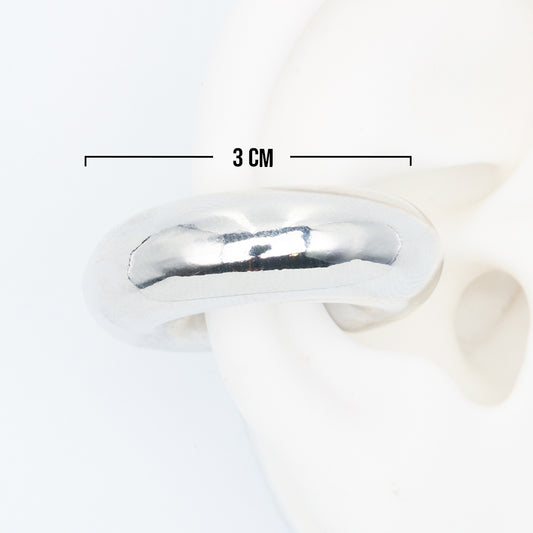 Ear Cuff Chunky 06 Plateado Rodinado / 3cm