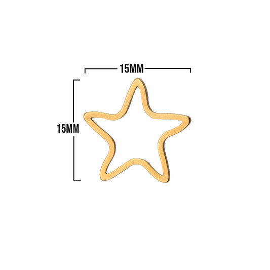 Estrella Silueta 15mm De Acero Dorado