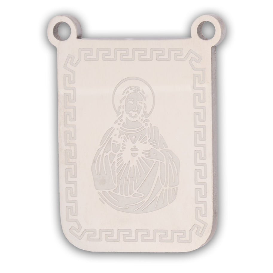 Escapulario Sagrado Corazón Plateado Acero