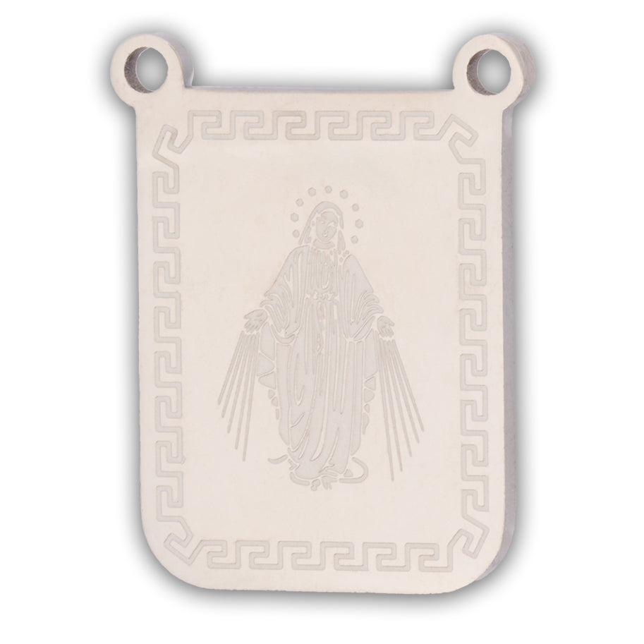 Escapulario Virgen Milagrosa Plateado Acero