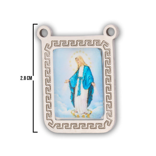 Escapulario Virgen Milagrosa Plateado Acero