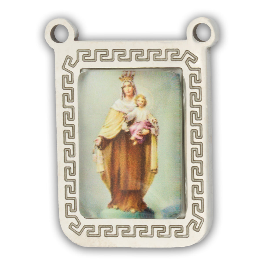 Escapulario Virgen Del Carmen Plateado Acero
