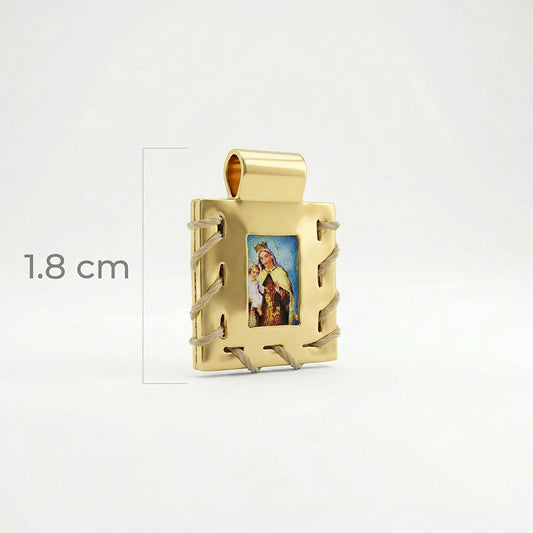 Dije Escapulario Cuero Dorado