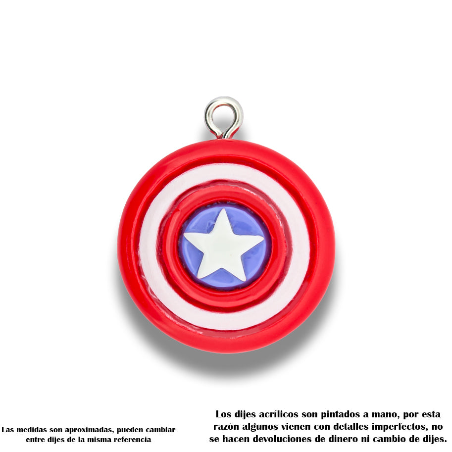 Dije Acrílico Escudo Capitan America