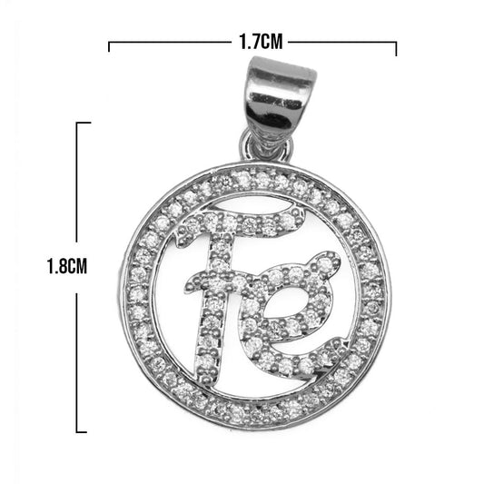 Dije Fé Circulo Collar Plateado Rodinado