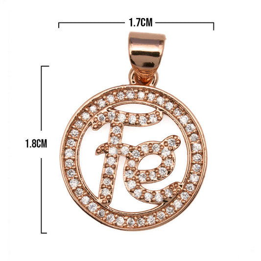 Dije Fé Circulo Collar Rosado Rodinado