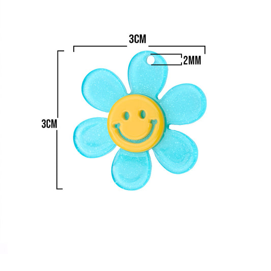Dije Flor Escarchada Azul Acrílico