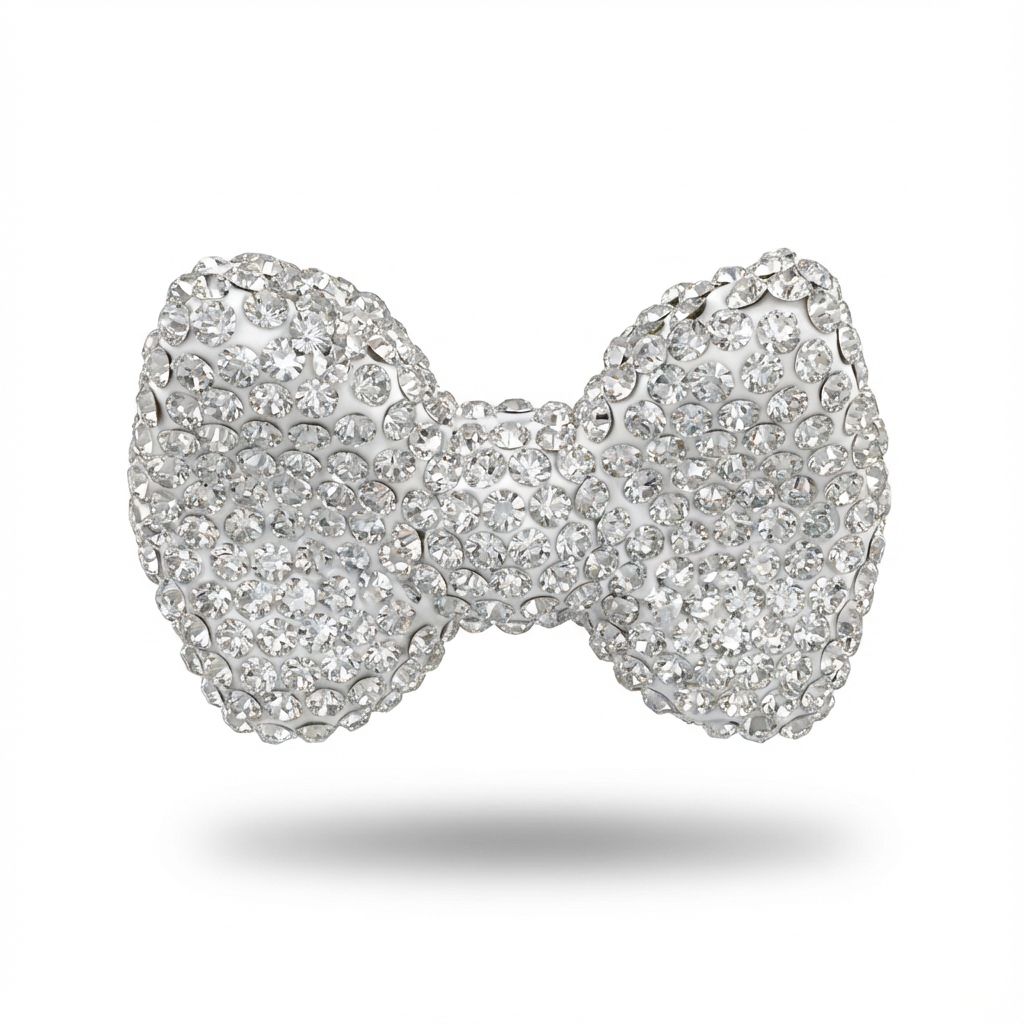 Moño Luxury Extra Brillo Grande Decorativo Blanco