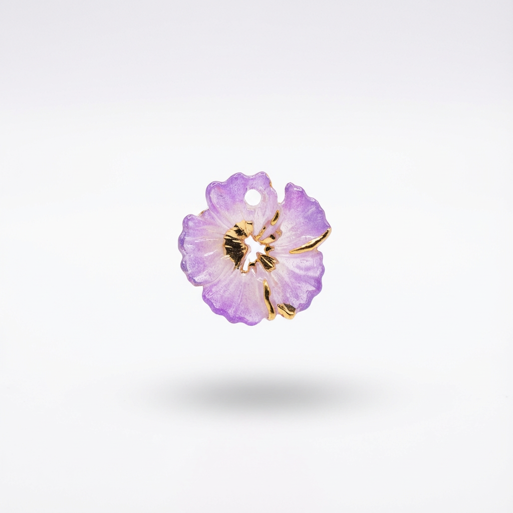 Dije Flor Lirio Acrílico  Lila