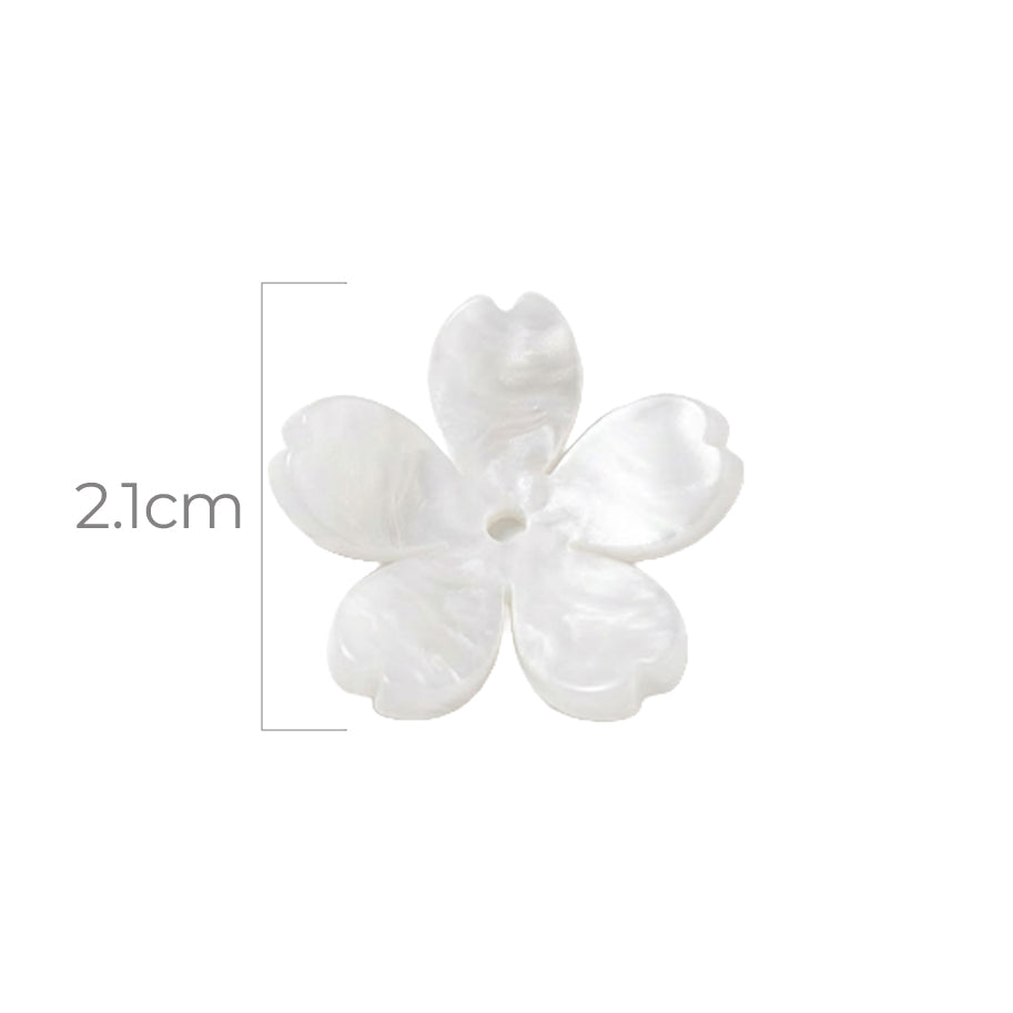 Flor Mediana Nacarada Blanca Acrílico