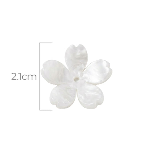 Flor Mediana Nacarada Blanca Acrílico