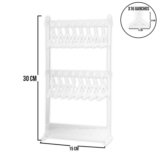 Exhibidor Ganchos Acrílicos Doble Aretes y Topos Transparente