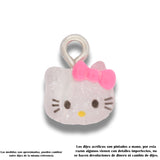 Dije Acrílico Hello Kitty Carita Transparente Moño Rosa