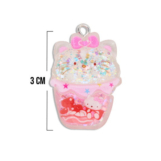 Dije Postre Hello Kitty Con Glitter Acrílico