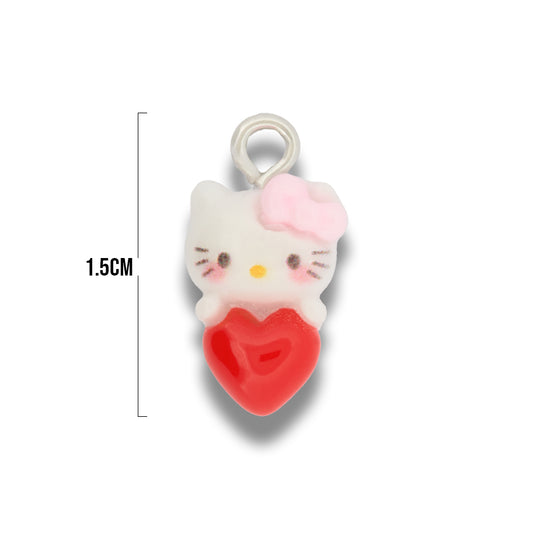 Dije Acrílico Hello Kitty Corazón Rojo