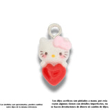 Dije Acrílico Hello Kitty Corazón Rojo