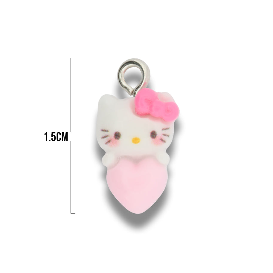 Dije Acrílico Hello Kitty Corazón Rosa