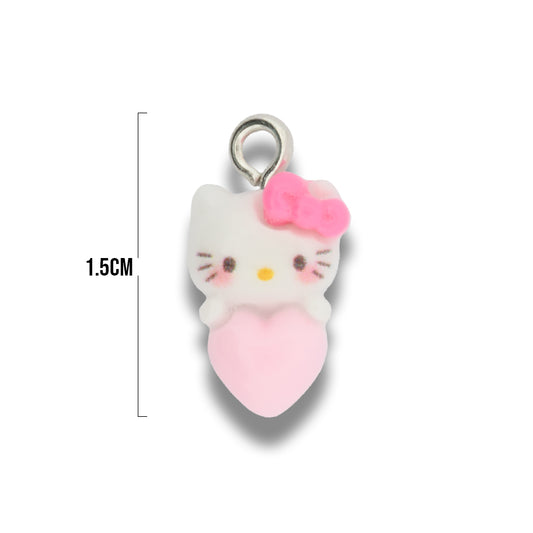 Dije Acrílico Hello Kitty Corazón Rosa