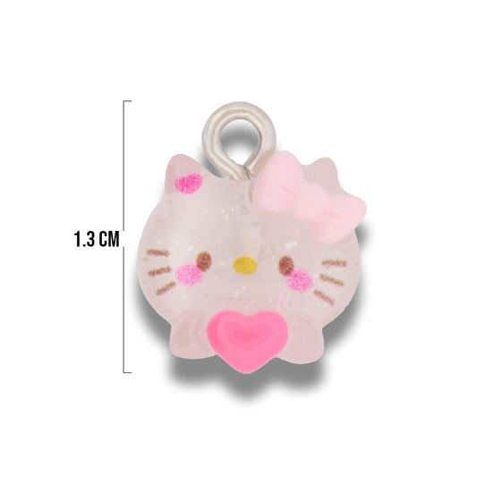 Dije Acrílico Hello Kitty Corazón Transparente