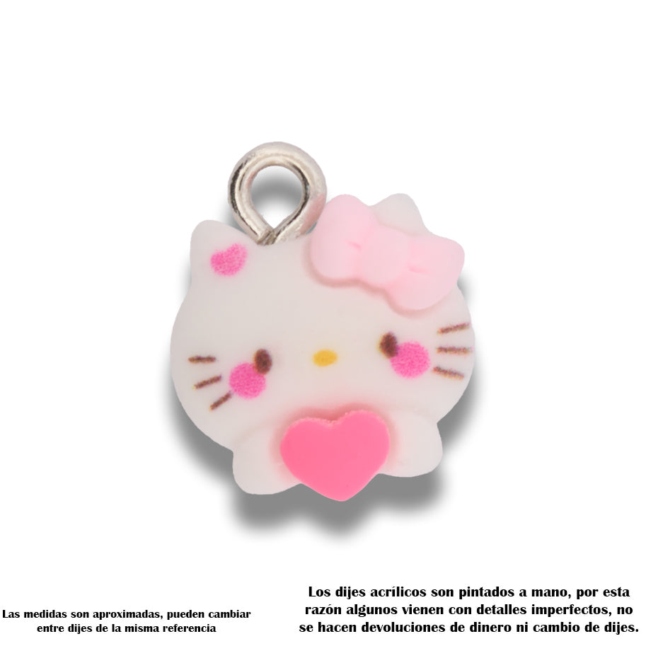 Dije Acrílico Hello Kitty Corazón