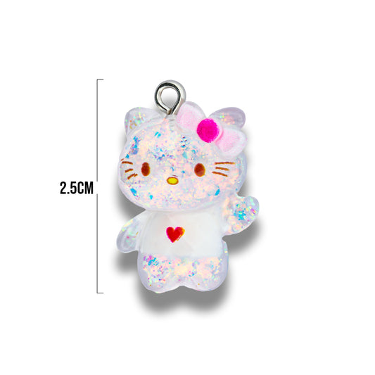 Dije Acrílico Hello Kitty Glitter Blanca