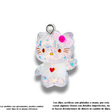 Dije Acrílico Hello Kitty Glitter Blanca