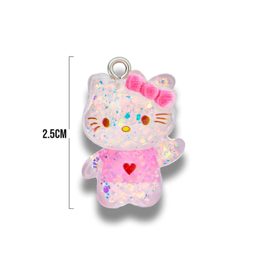Dije Acrílico Hello Kitty Glitter Rosada