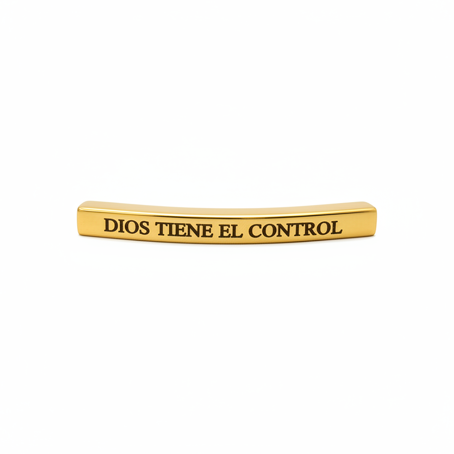 Herraje Tubo Pasador Dorado De Acero DIOS TIENE EL CONTROL