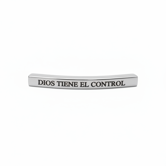 Herraje Tubo Pasador Plateado De Acero DIOS TIENE EL CONTROL